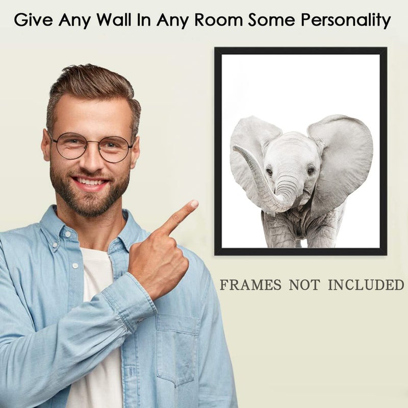 calmart Set of 6 Baby Safari Nursery Wall Decor - Picture Cute Animal Wall Prints on Canvas  under 20 dollars gifts for Baby Boys and Girls Room  UNFRAMED Wall Art(8 x 10 inch) - Image 4